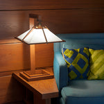 Taliesin Table Lamp, cherry stain, in home setting